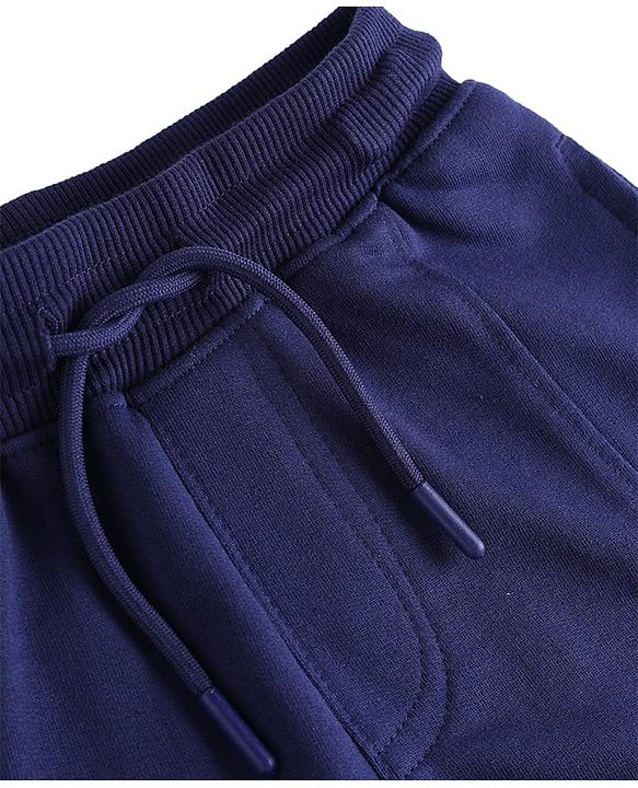 Pine Kids Cotton Knit Full Length Cut & Sew Text Printed Lounge Pant - Navy Blue