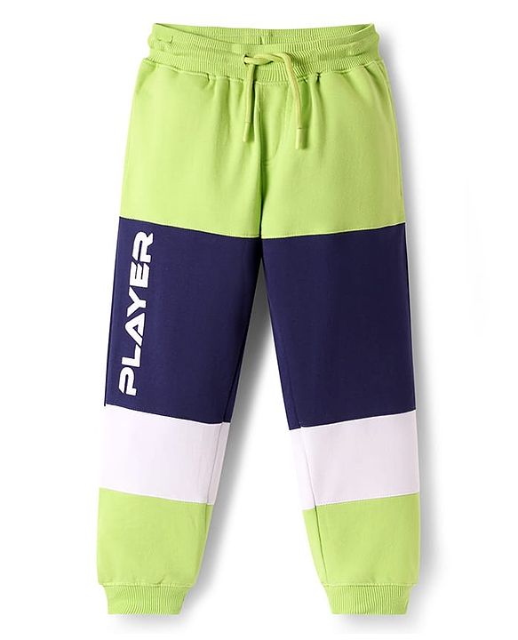 Pine Kids Knit Full Length Lounge Pant With Player Print & Cut & Sew Design - Lime Green