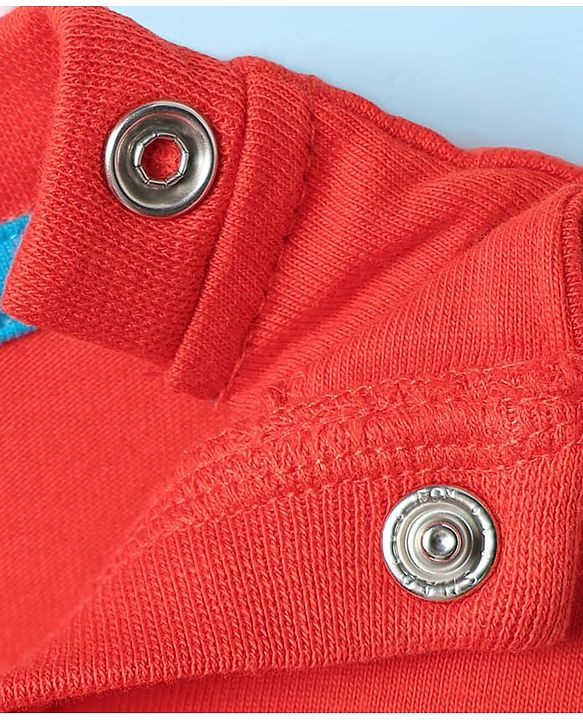 Babyhug Cotton Knit Half Sleeves Shorts Night Suit With Football & Cartoon Print - Red