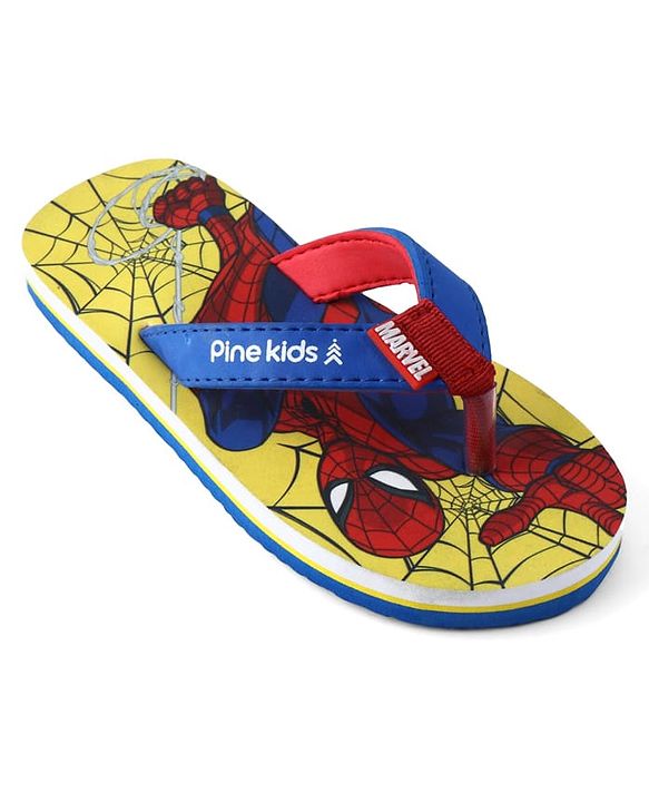 Pine Kids Marvel Slip On Flip Flops With Spiderman Print - Yellow & Blue