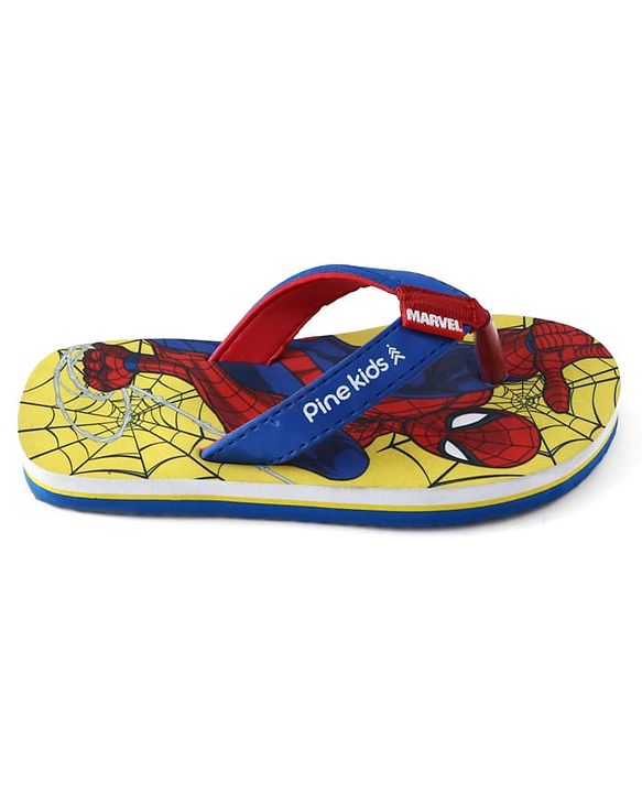 Pine Kids Marvel Slip On Flip Flops With Spiderman Print - Yellow & Blue