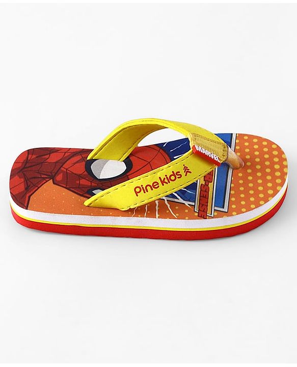 Pine Kids Marvel Slip On Flip Flops With Spiderman Print - Red & Orange