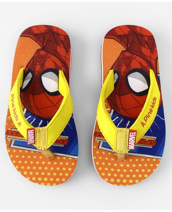 Pine Kids Marvel Slip On Flip Flops With Spiderman Print - Red & Orange