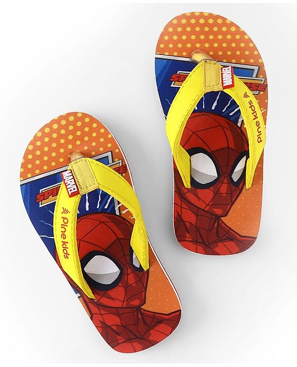 Pine Kids Marvel Slip On Flip Flops With Spiderman Print - Red & Orange