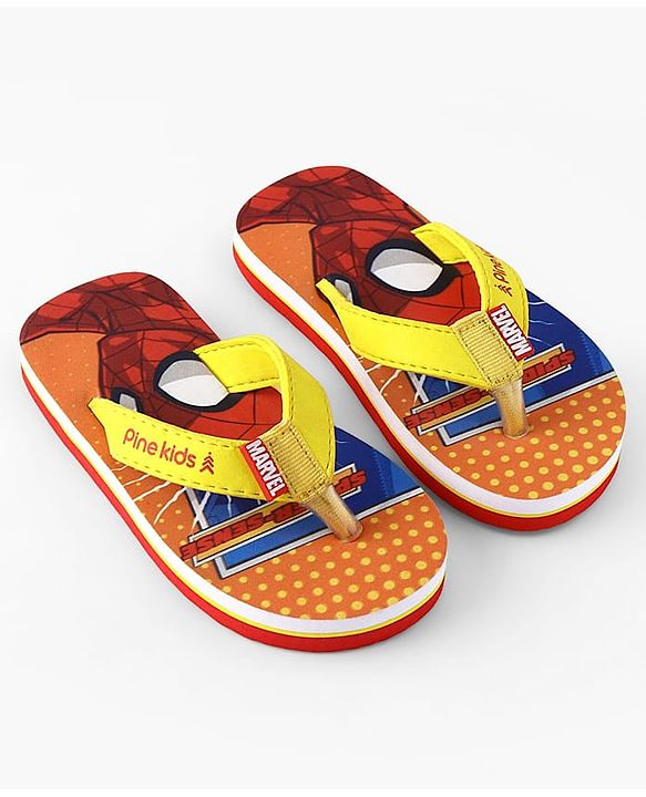 Pine Kids Marvel Slip On Flip Flops With Spiderman Print - Red & Orange