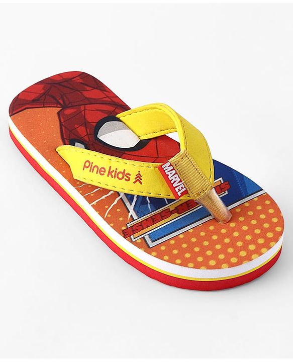 Pine Kids Marvel Slip On Flip Flops With Spiderman Print - Red & Orange