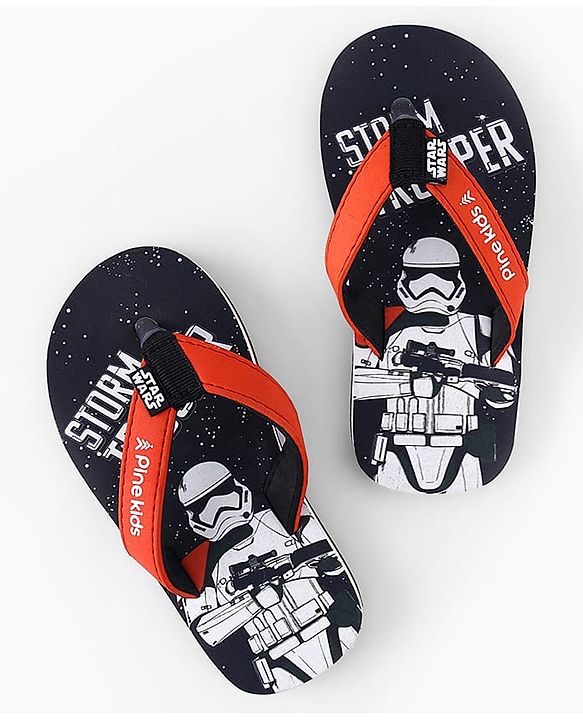 Pine Kids Lucas Slip On Flip Flops with Star Wars Print - Black
