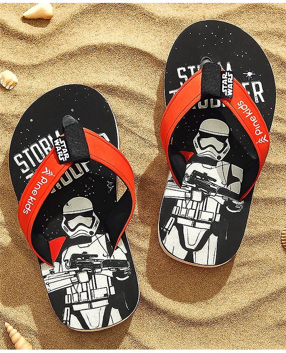 Pine Kids Lucas Slip On Flip Flops with Star Wars Print - Black