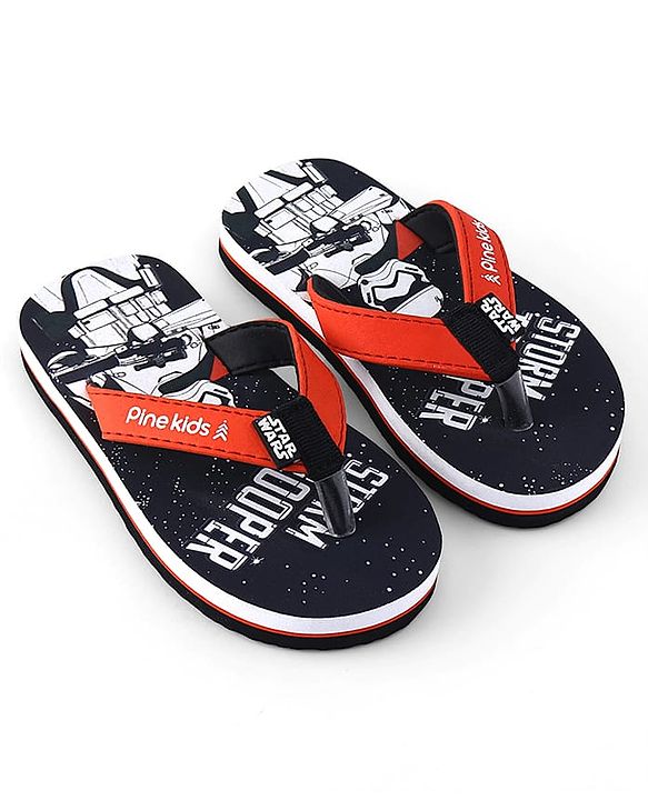Pine Kids Lucas Slip On Flip Flops with Star Wars Print - Black