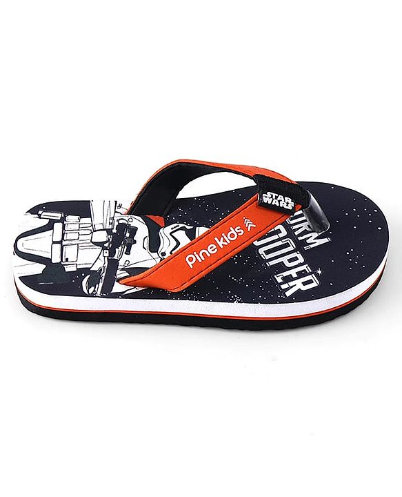 Pine Kids Lucas Slip On Flip Flops with Star Wars Print - Black