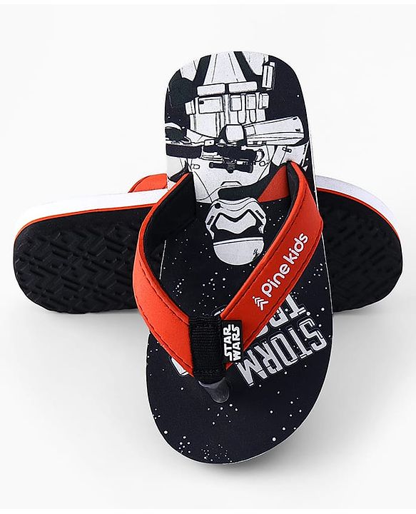 Pine Kids Lucas Slip On Flip Flops with Star Wars Print - Black