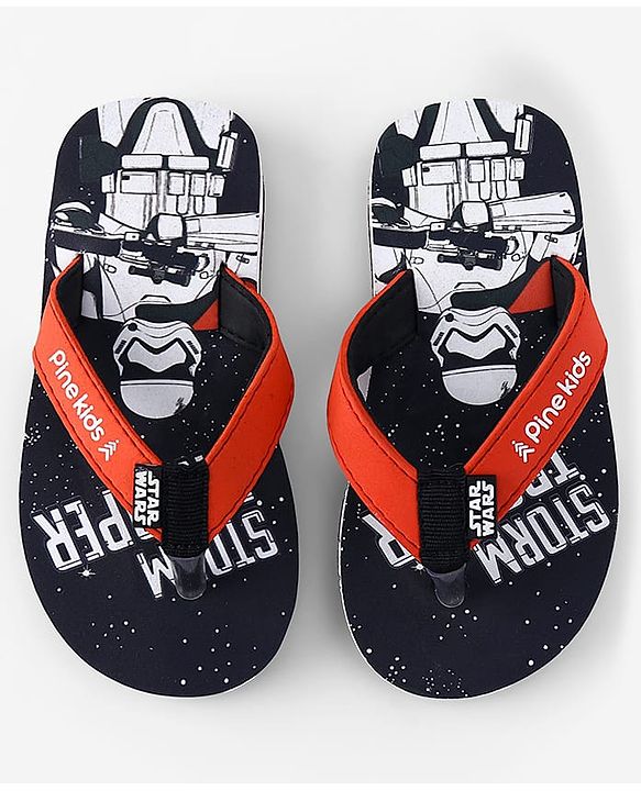 Pine Kids Lucas Slip On Flip Flops with Star Wars Print - Black