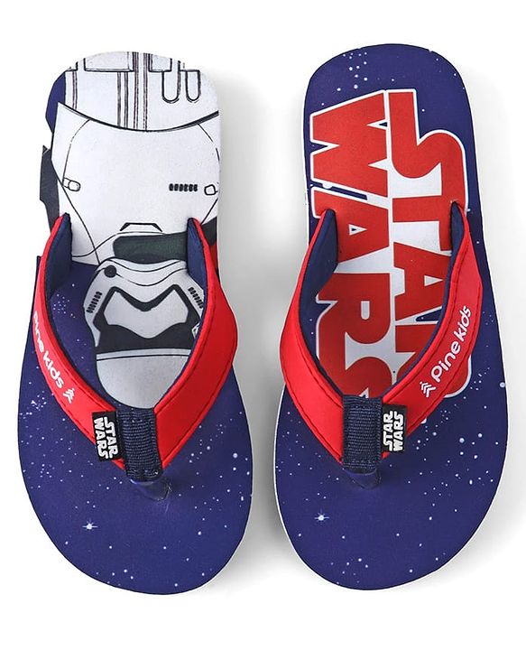 Pine Kids Lucas Slip On Flip Flops with Star Wars Print - Navy Blue