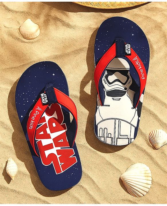 Pine Kids Lucas Slip On Flip Flops with Star Wars Print - Navy Blue