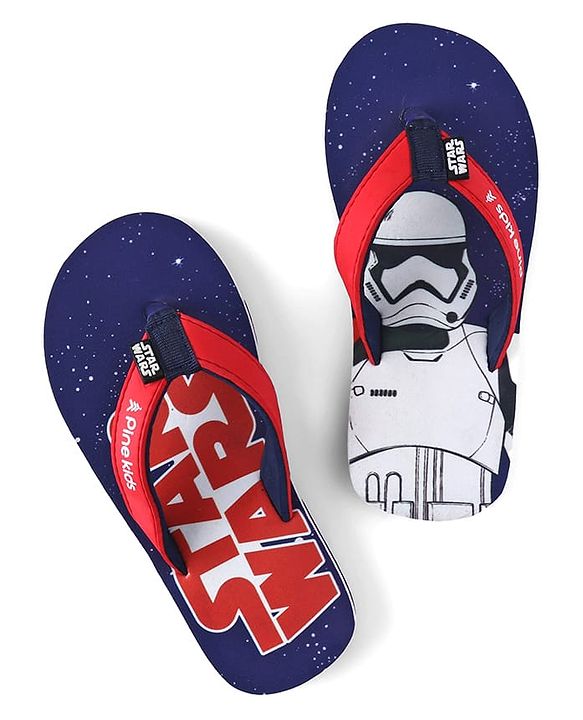 Pine Kids Lucas Slip On Flip Flops with Star Wars Print - Navy Blue