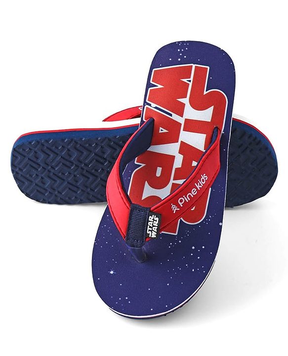 Pine Kids Lucas Slip On Flip Flops with Star Wars Print - Navy Blue