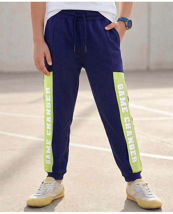Pine Kids Knit Full Length Lounge Pant With Game Changer Print - Navy Blue
