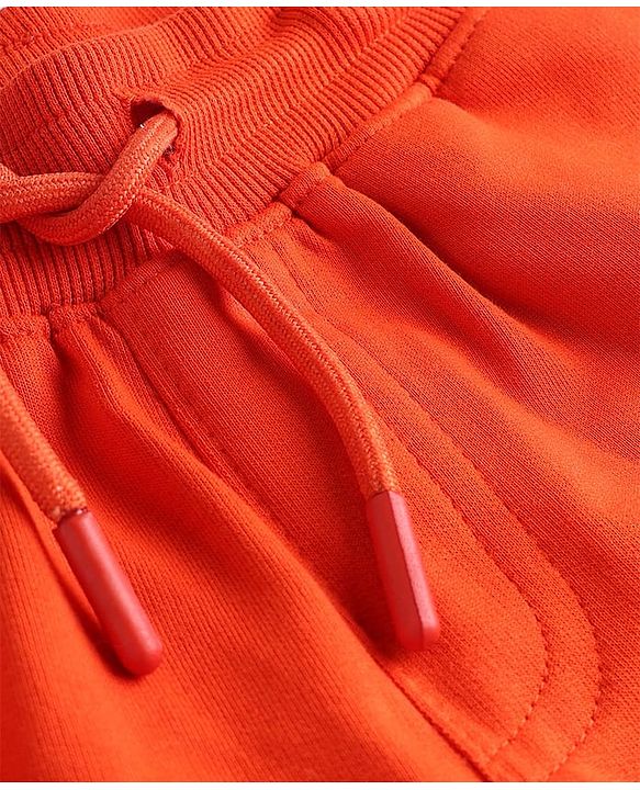 Pine Kids Knit Full Length Lounge Pants with Text Print -  Orange