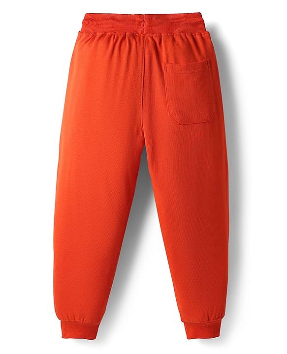 Pine Kids Knit Full Length Lounge Pants with Text Print -  Orange