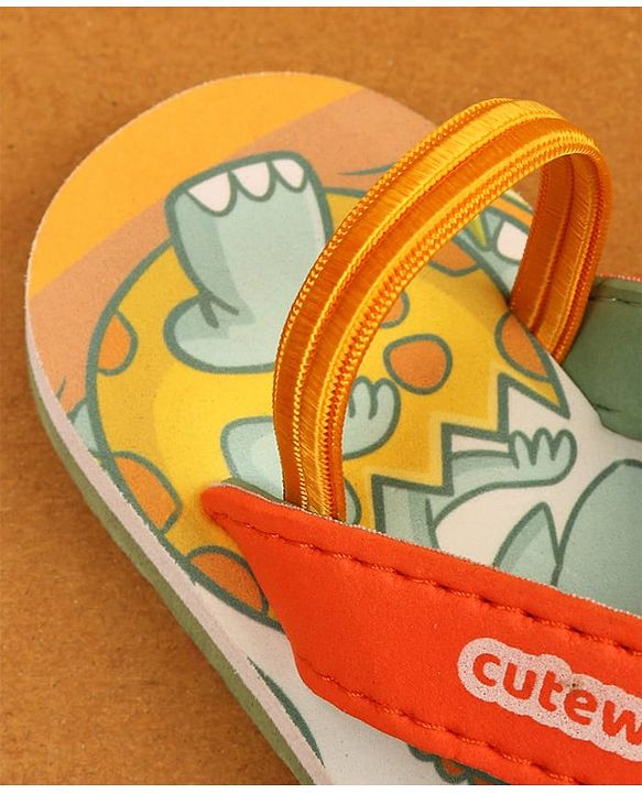 Cute Walk by Babyhug Flip Flops With Animal Print - Mustard