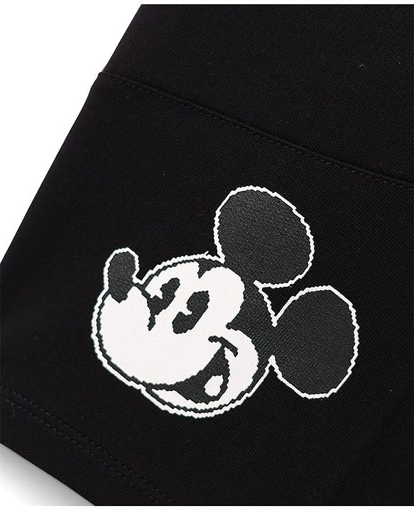 Pine Kids Disney Terry Knit Knee Length Shorts with Cut & Sew Design & Mickey Mouse Graphics - Black