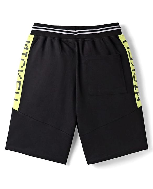 Pine Kids Disney Terry Knit Knee Length Shorts with Cut & Sew Design & Mickey Mouse Graphics - Black