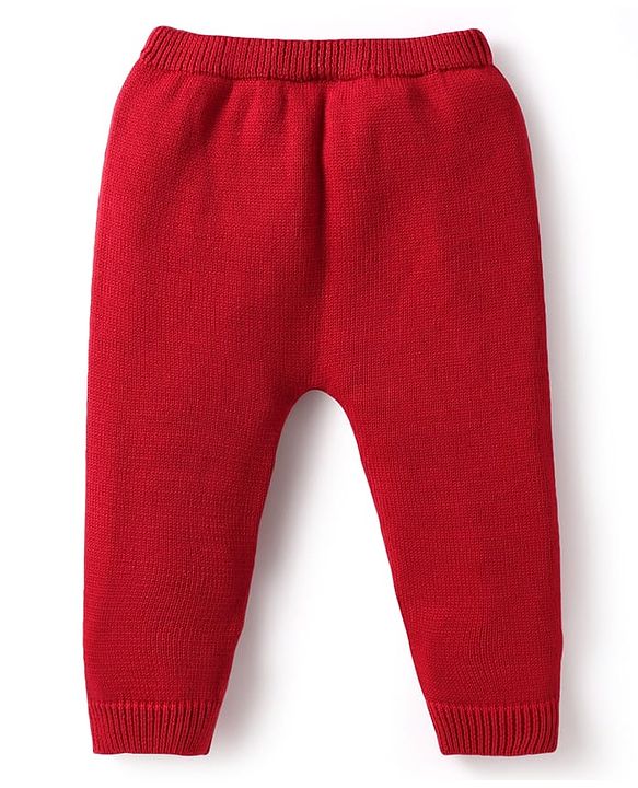Babyhug Organic Cotton Knit Raglan Sleeves Sweater Set with Cap Reindeer Patch & Stripes - Grey & Red