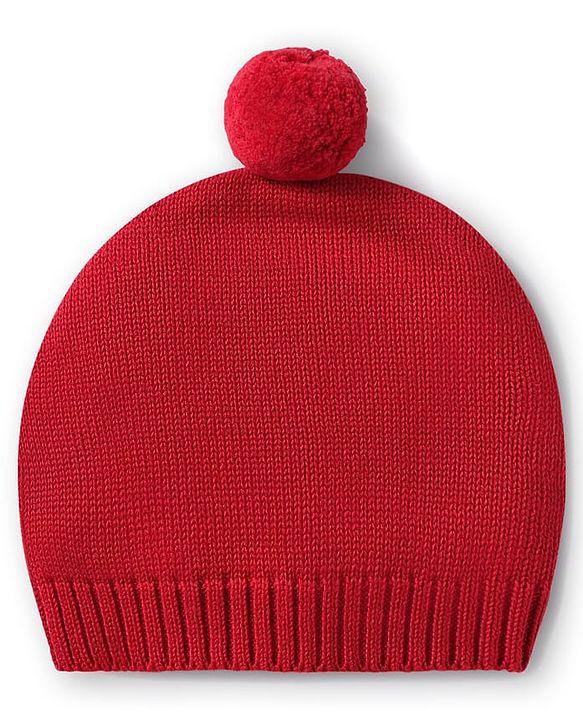 Babyhug Organic Cotton Knit Raglan Sleeves Sweater Set with Cap Reindeer Patch & Stripes - Grey & Red