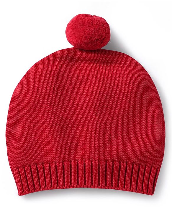 Babyhug Organic Cotton Knit Raglan Sleeves Sweater Set with Cap Reindeer Patch & Stripes - Grey & Red