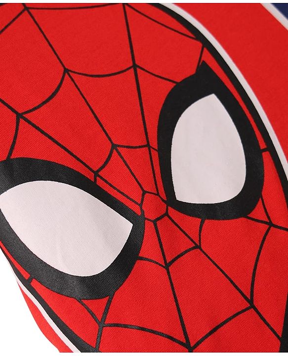 Pine Kids Marvel Single Jersey Knit Raglan Sleeves Polo T-Shirt with Front & Back Spider-Man Graphics - Red