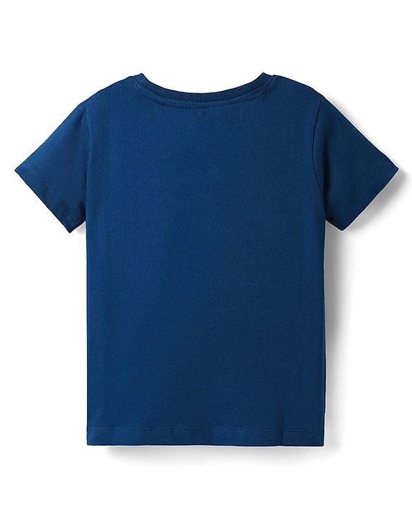 Pine Kids Cotton Knit Half Sleeves T-Shirt with Beautiful Text Print - Navy Blue