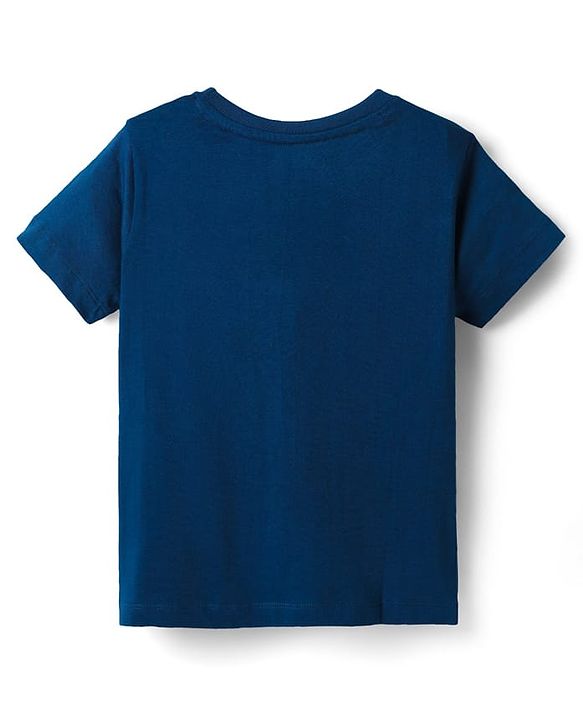 Pine Kids Cotton Knit Half Sleeves T-Shirt with Text Print - Navy Blue
