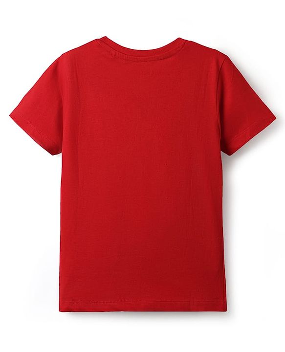 Pine Kids Cotton Knit Half Sleeves T-Shirt with Text Print - Red