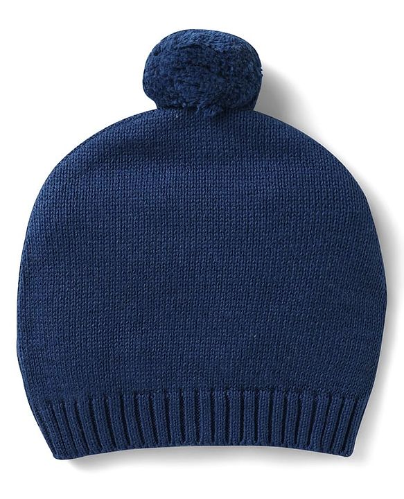 Babyhug Organic Cotton Knitted Full Sleeves Sweater Set with Cap & Penguin Design - Grey & Navy Blue