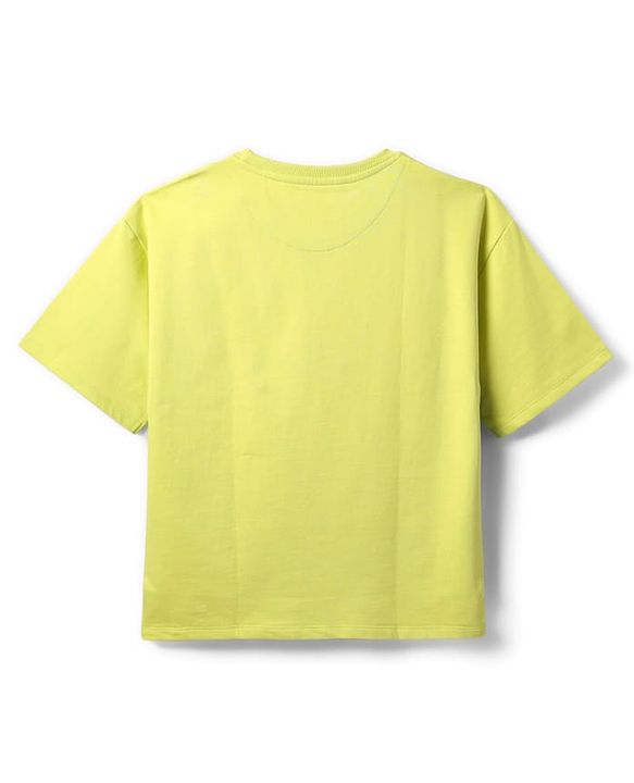 Pine Kids Marvel Terry Knit Half Drop Shoulder Sleeves T-Shirt with Avengers Graphics - Neon Green