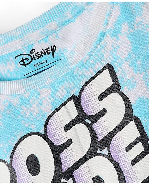 Pine Kids Disney Single Jersey Knit Half Drop Shoulder Sleeves Tie & Dye T-Shirt with Mickey Mouse Graphics - Aqua Blue