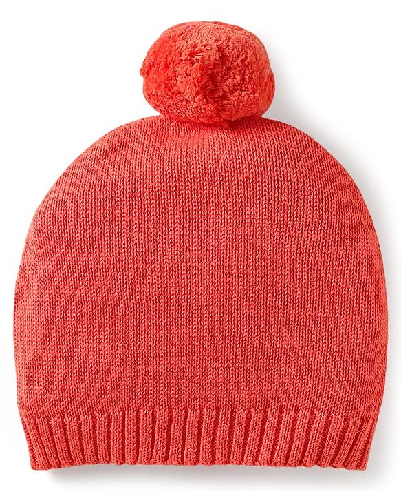 Babyhug Organic Cotton Knitted Full Sleeves Striped Sweater Set with Cap Star Design - Red