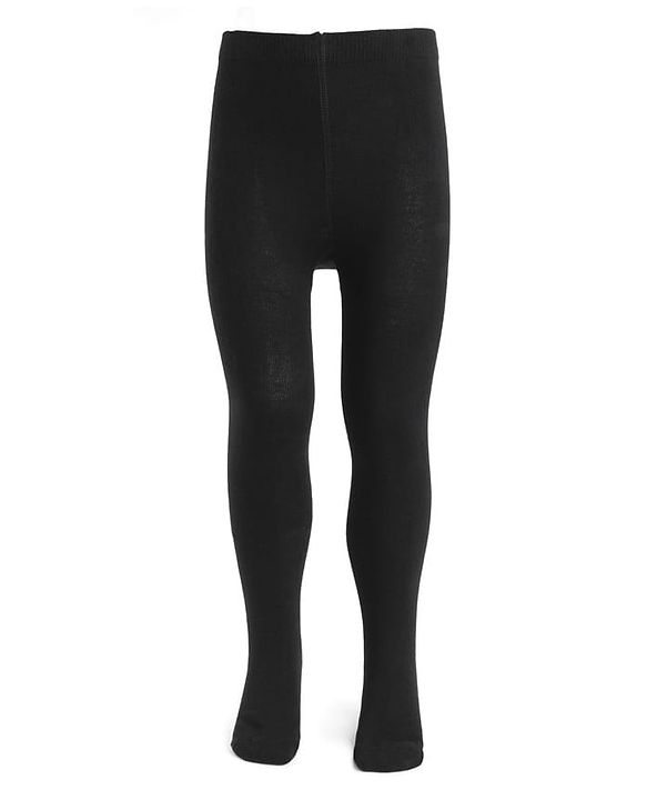 Cute Walk by Babyhug Knit Full Length Antibacterial Solid Colour Tights - Black