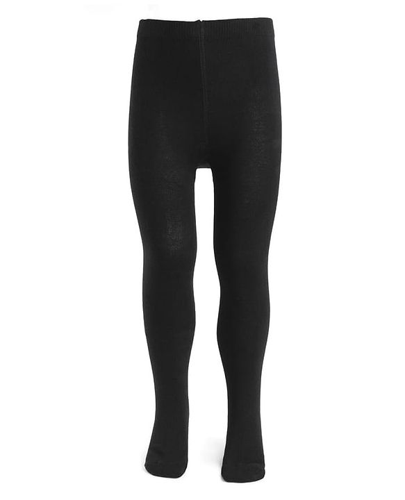 Cute Walk by Babyhug Knit Full Length Antibacterial Solid Colour Tights - Black