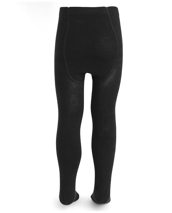 Cute Walk by Babyhug Knit Full Length Antibacterial Solid Colour Tights - Black