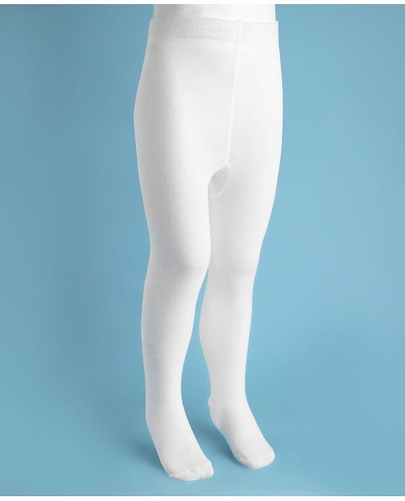 Cute Walk by Babyhug Knit Full Length Antibacterial Solid Colour Tights - White