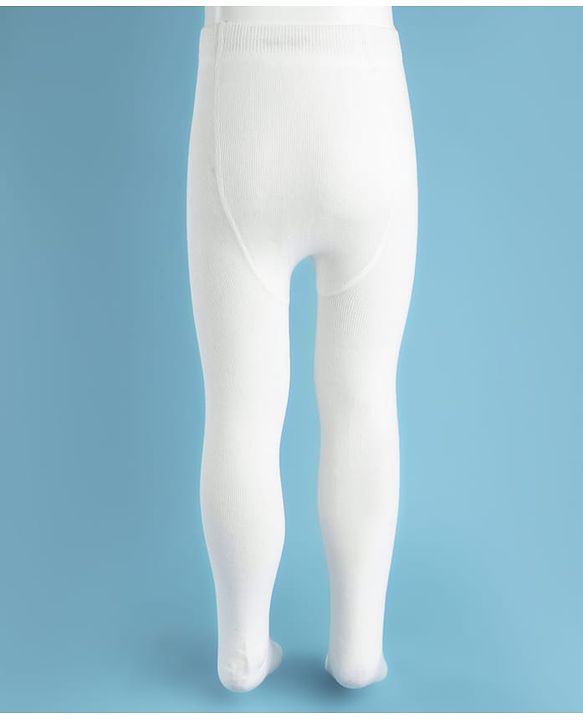 Cute Walk by Babyhug Knit Full Length Antibacterial Solid Colour Tights - White