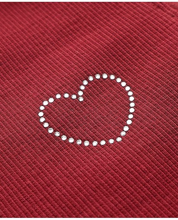 Pine Kids Cotton Knit Full Sleeves Solid Color Top - Dark Red