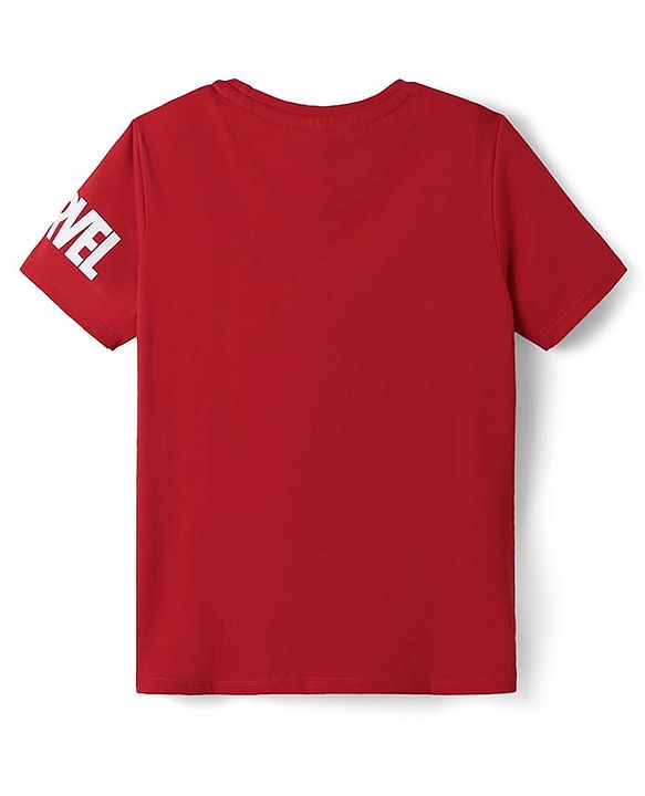 Pine Kids Marvel Single Jersey Knit  Half Sleeves T-Shirts with Spider-Man Graphics - Red