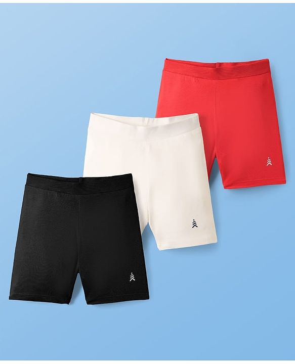 Pine Kids Cotton Knit Solid Colour Cycling Shorts - (Colour May Vary)