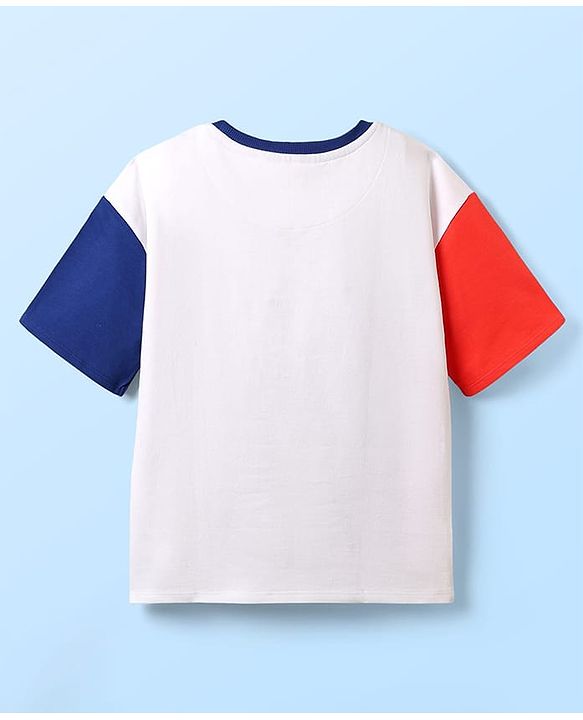 Pine Kids Marvel Single Jersey Knit Half Sleeves Drop Shoulder T-Shirts & Short Set With Spider-Man Graphics -Navy Blue & Red