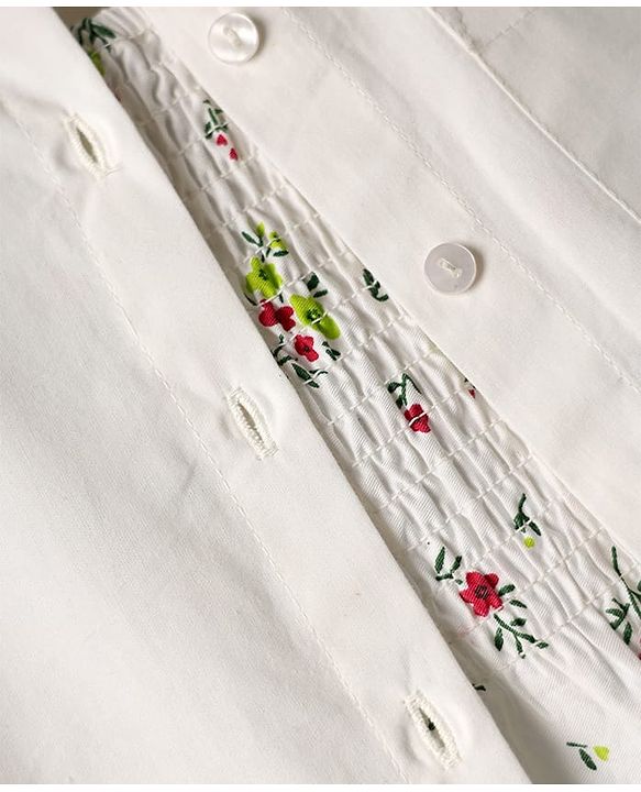 Pine Kids Poplin Woven Solid Color Full Sleeves Shirt & Culottes with Inner Top - White & Pink