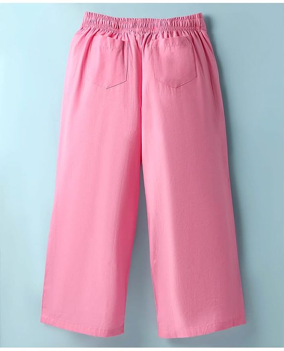 Pine Kids Poplin Woven Solid Color Full Sleeves Shirt & Culottes with Inner Top - White & Pink