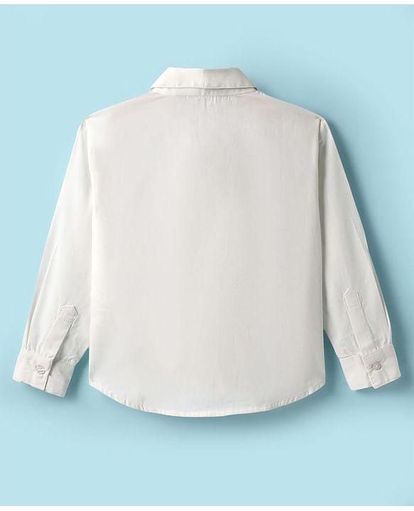 Pine Kids Poplin Woven Solid Color Full Sleeves Shirt & Culottes with Inner Top - White & Pink