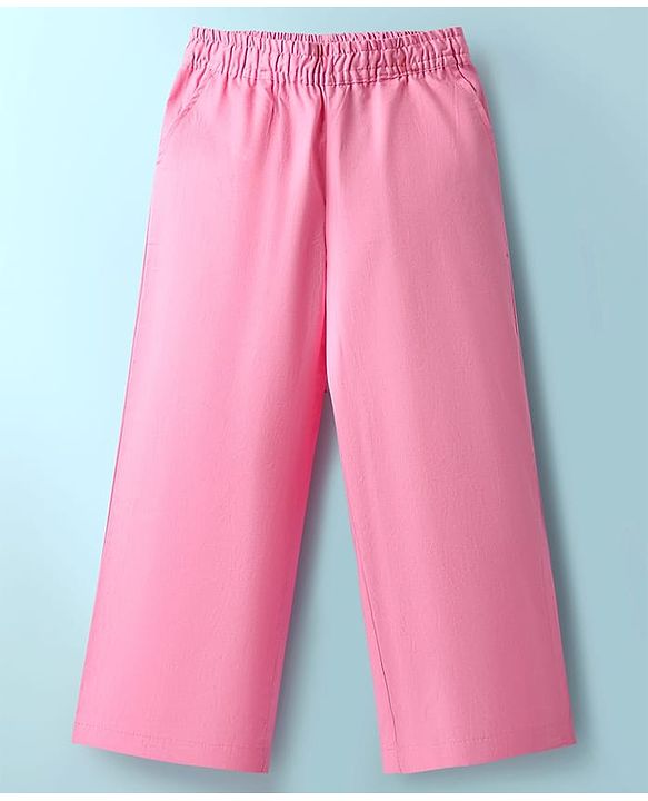 Pine Kids Poplin Woven Solid Color Full Sleeves Shirt & Culottes with Inner Top - White & Pink